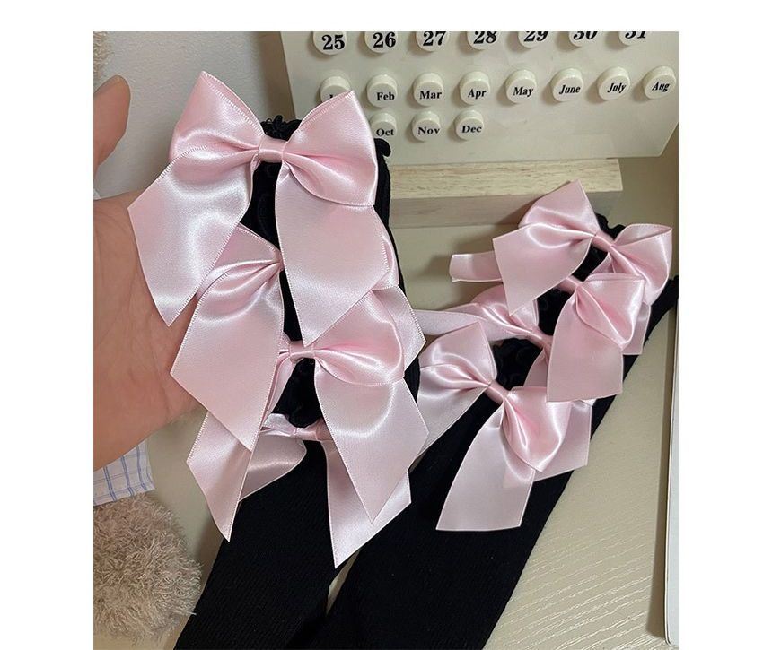 Plain Bow Cutout Tall Socks