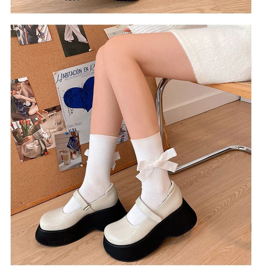 Plain Bow Tall Socks