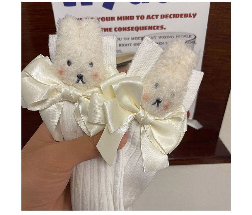 Plain Rabbit Bow Socks