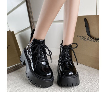 Lace-up Platform Chunky Heel Ankle Boots