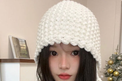 Fringed Knit Cloche Hat