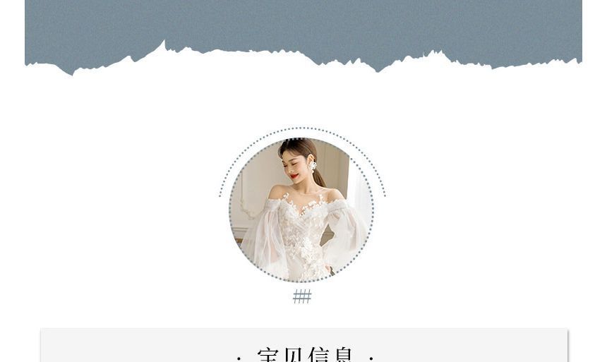 Balloon Sleeve Cold Shoulder Plain Flower Applique Mesh A-Line Wedding Gown