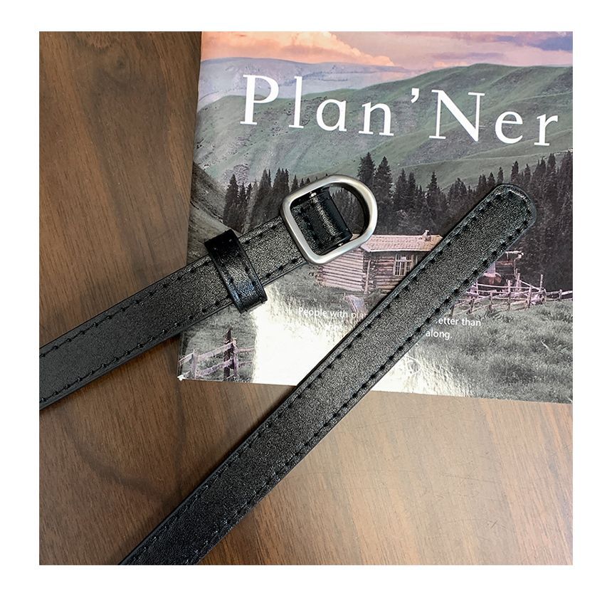 Plain Faux Leather Thin Belt