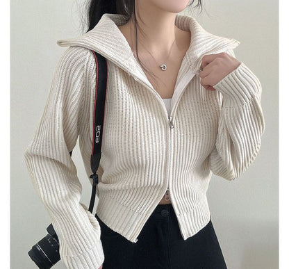 Plain Zip Cardigan