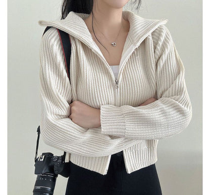 Plain Zip Cardigan