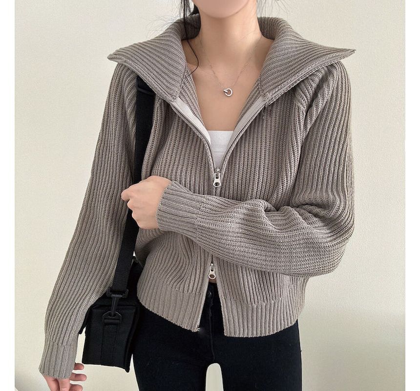 Plain Zip Cardigan