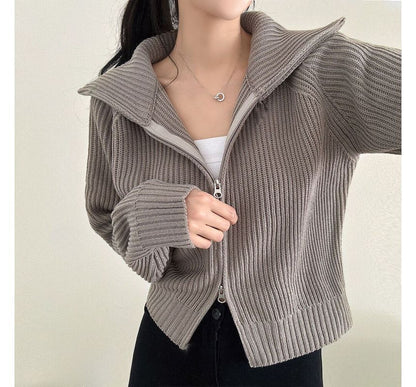 Plain Zip Cardigan