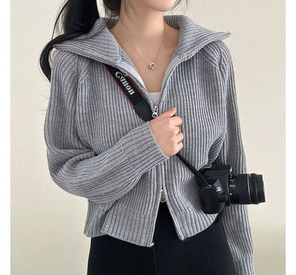 Plain Zip Cardigan