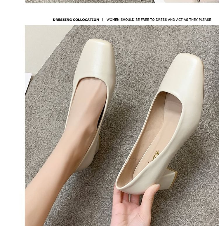 Plain Square Toe Pumps