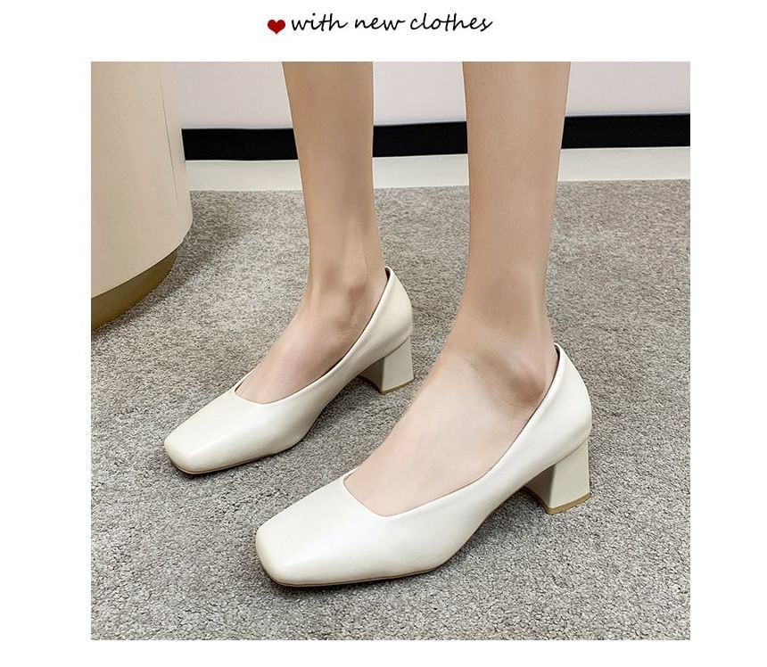 Plain Square Toe Pumps