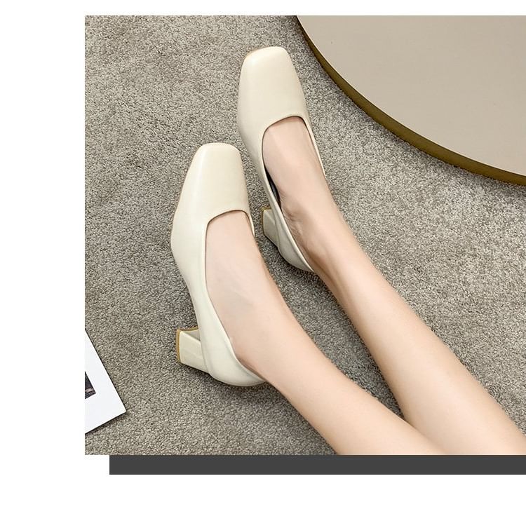 Plain Square Toe Pumps