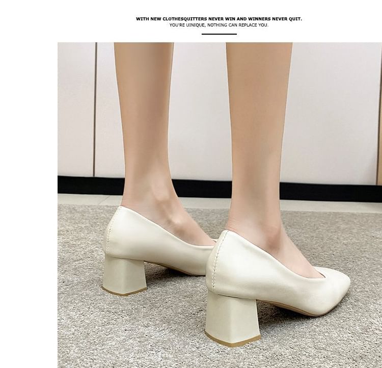Plain Square Toe Pumps