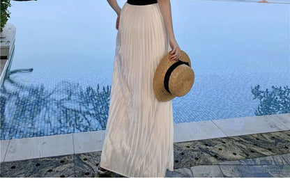 Strapless Two-Tone Accordion Pleat Midi Sundress