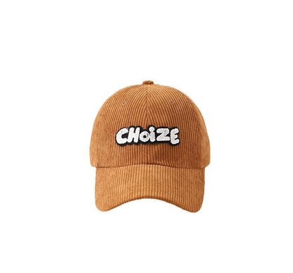 Lettering Applique Corduroy Baseball Cap