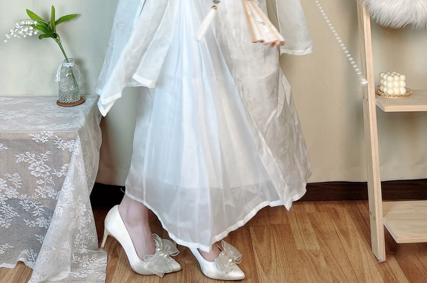 Short-Sleeve Sheer Panel Maxi Sheath  Lolita Dress  / Light Jacket / Set