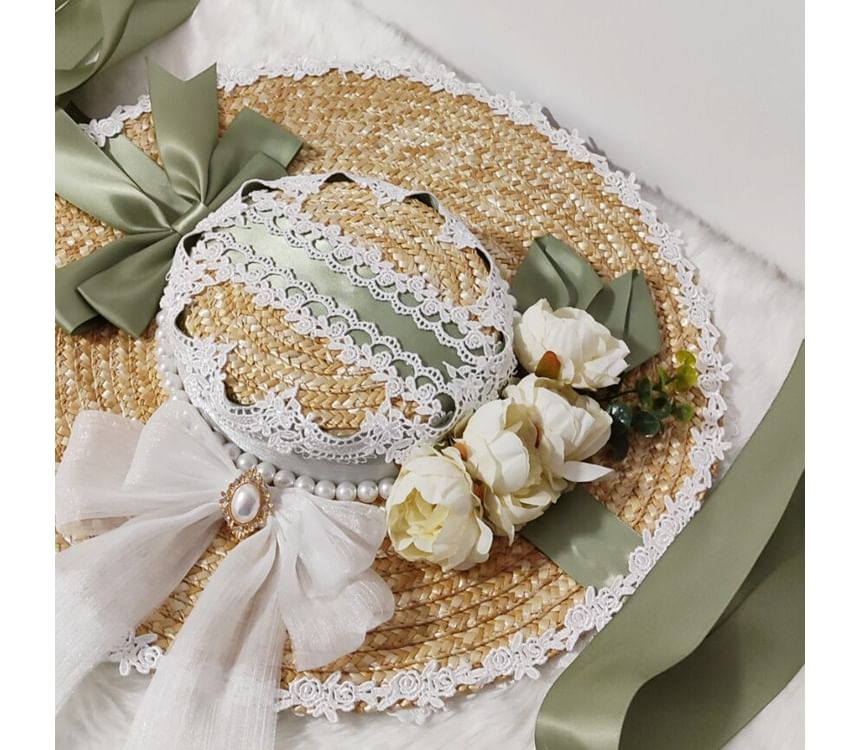 Lolita Lace Trim Straw Hat