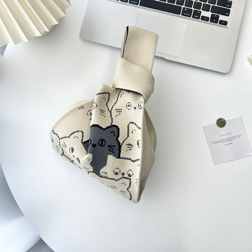Print Cat Knit Bag Tote