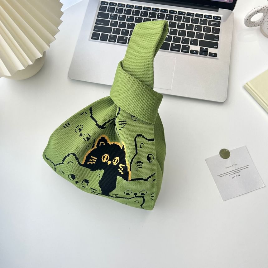 Print Cat Knit Bag Tote