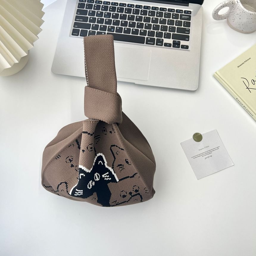 Print Cat Knit Bag Tote