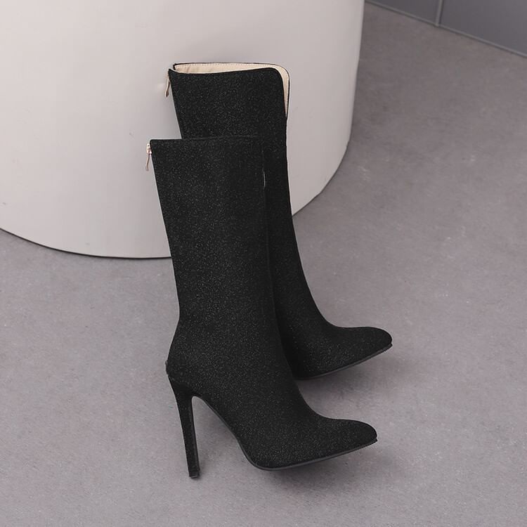 Stiletto Pointed Toe Plain Zip