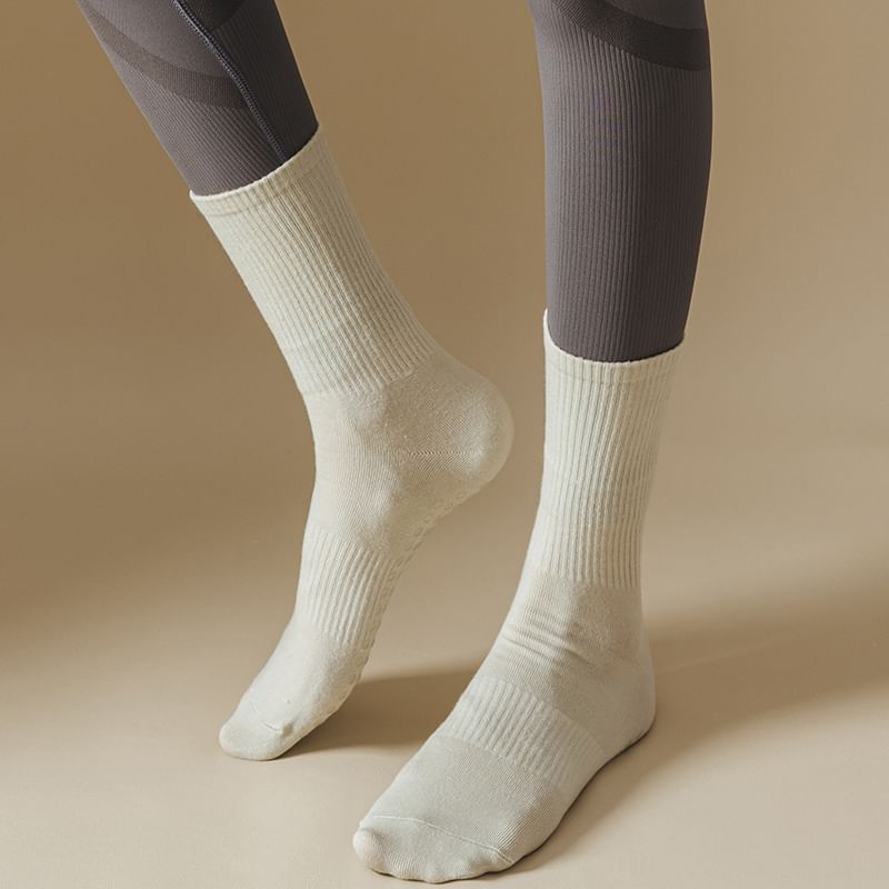 Plain Ribbed Anti-Slip Socks