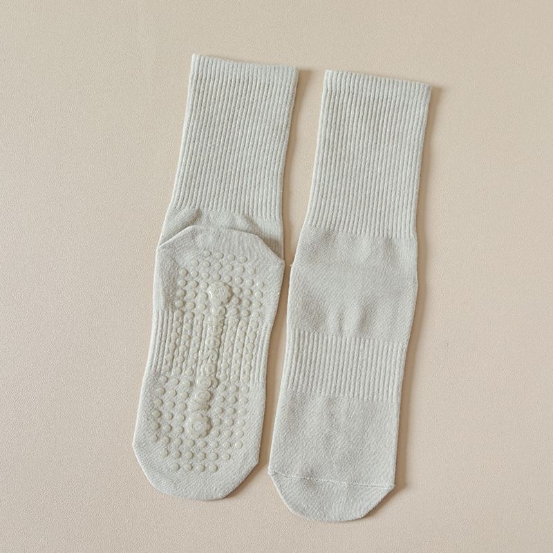 Plain Ribbed Anti-Slip Socks