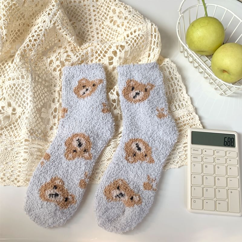 Bear Print Fluffy Socks