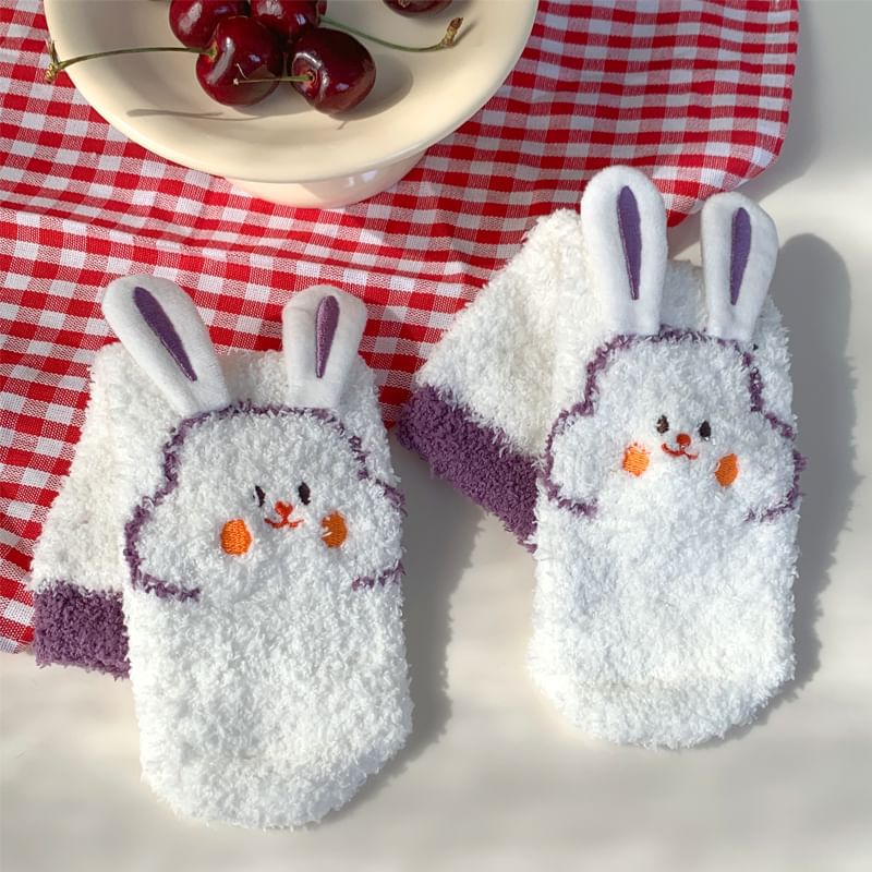 Rabbit Print Fluffy Socks