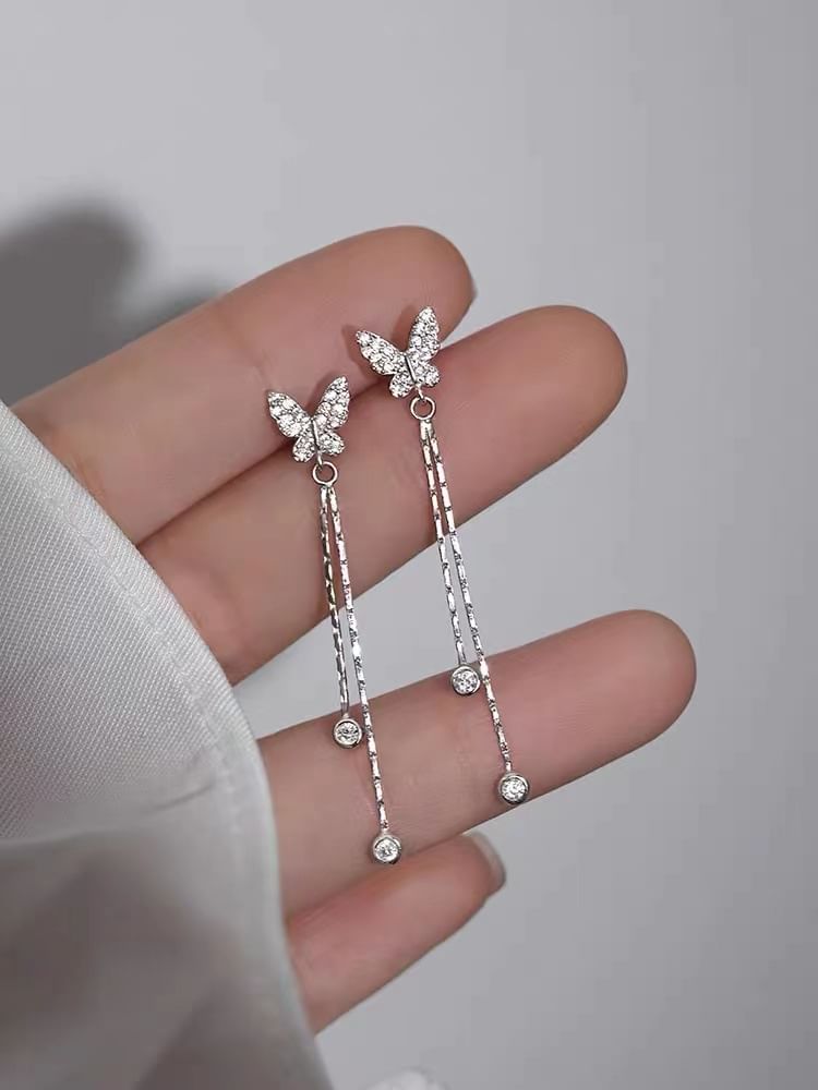 Butterfly Alloy Threader Earring