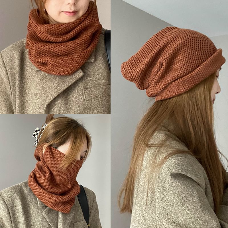 Scarf / Beanie Multi-Way Knit Houndstooth