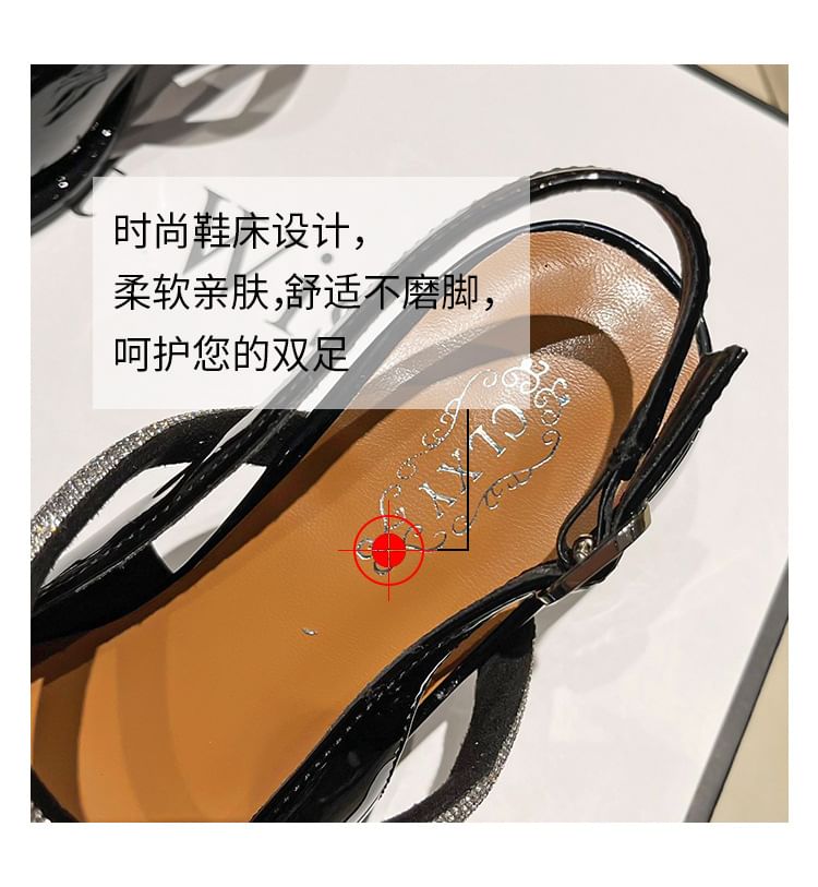 Block Jane Square Rhinestone Slingback Toe Pumps Heel Mary