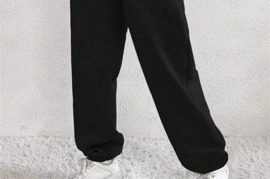 V Waistline High Rise Plain Straight-Fit Sweatpants