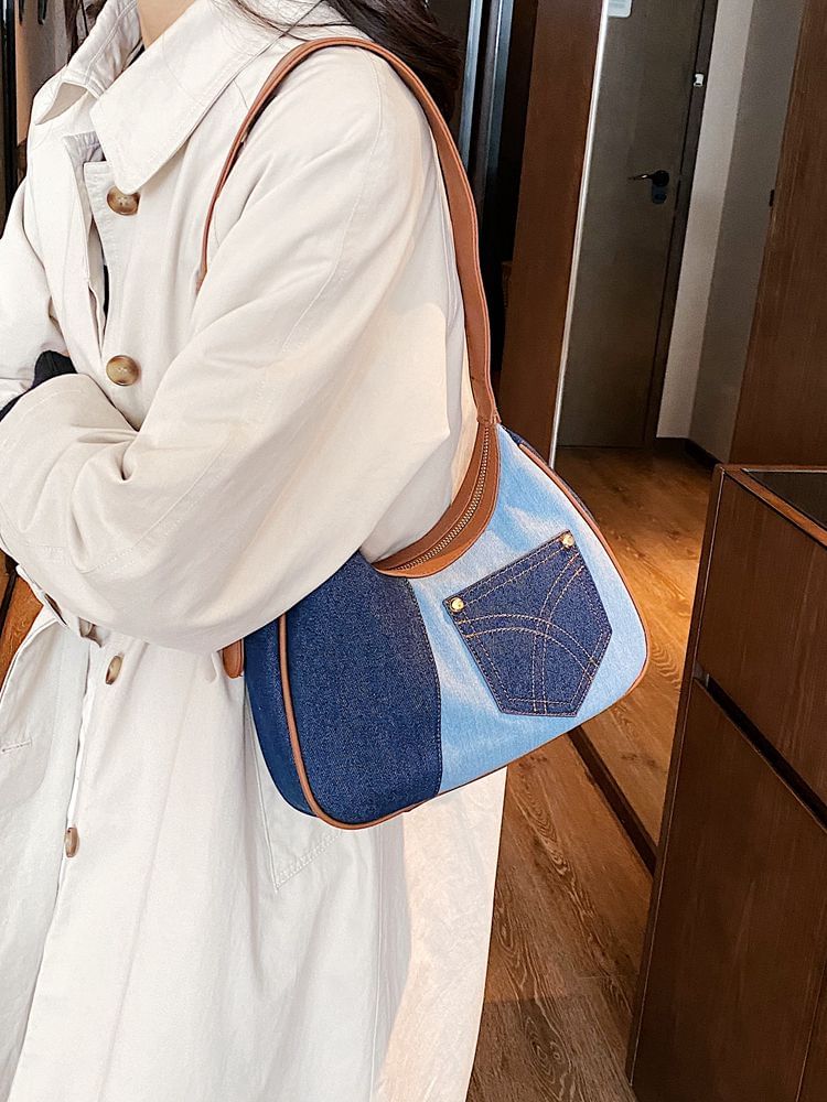 Two Tone Denim Shoulder Bag