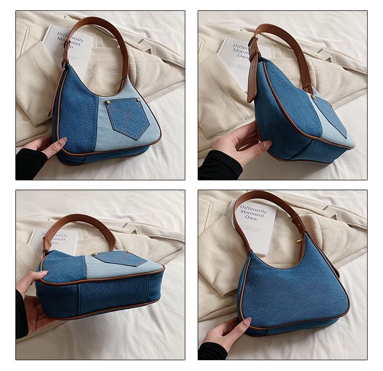 Two Tone Denim Shoulder Bag