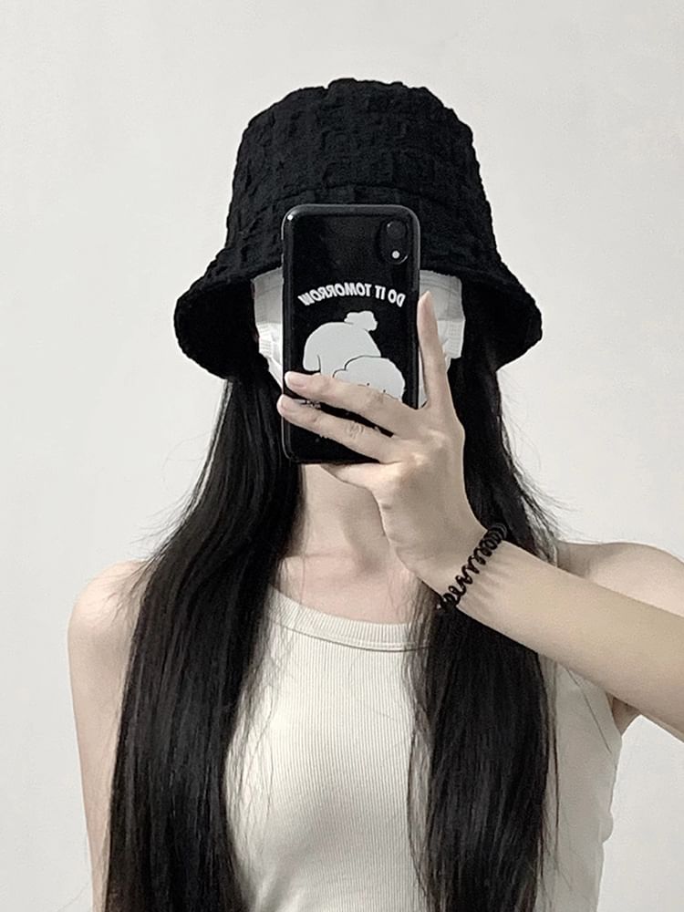 Bucket Shirred Plain Hat