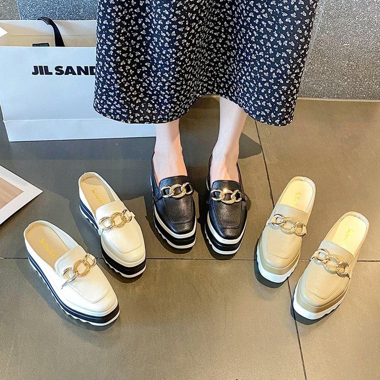 Detail Chain Mules Platform Loafer