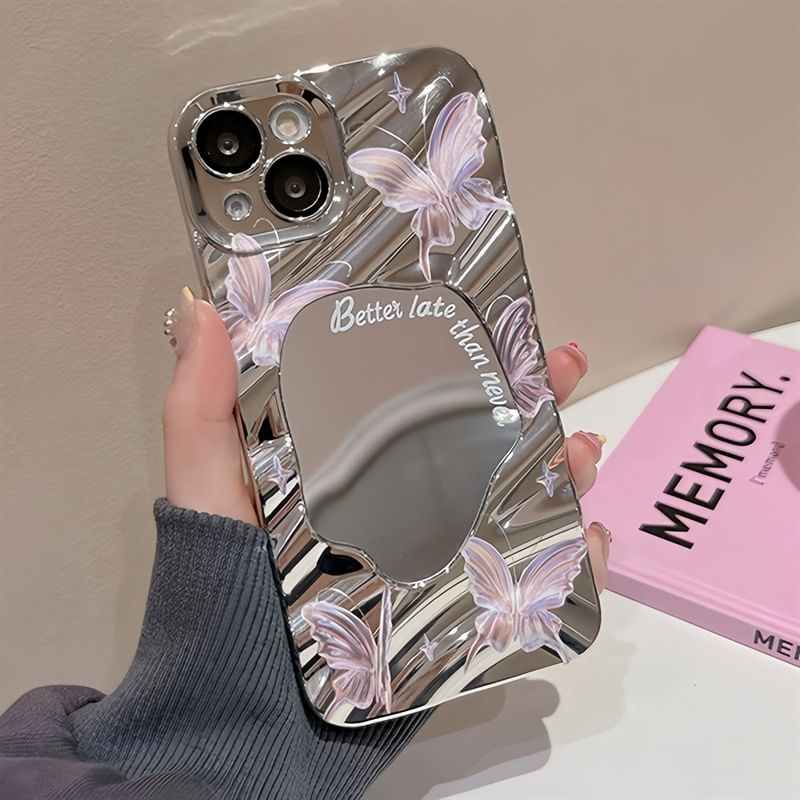 Butterfly Mirrored Phone Case - iPhone 15 Pro Max / 15 Pro / 15 / 14 Pro Max / 14 Pro / 14 / 13 Pro Max / 13 Pro / 13 / 12 Pro Max / 12 Pro / 12 / 11