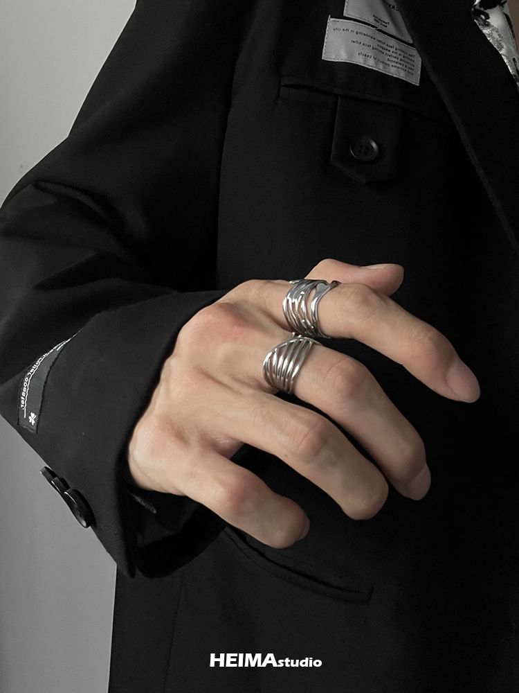 Layered Stainless Steel Open Ring (Various Designs) / Set