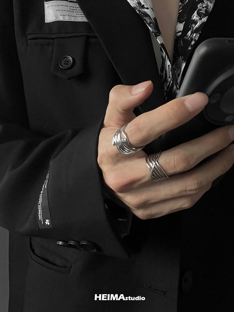 Layered Stainless Steel Open Ring (Various Designs) / Set