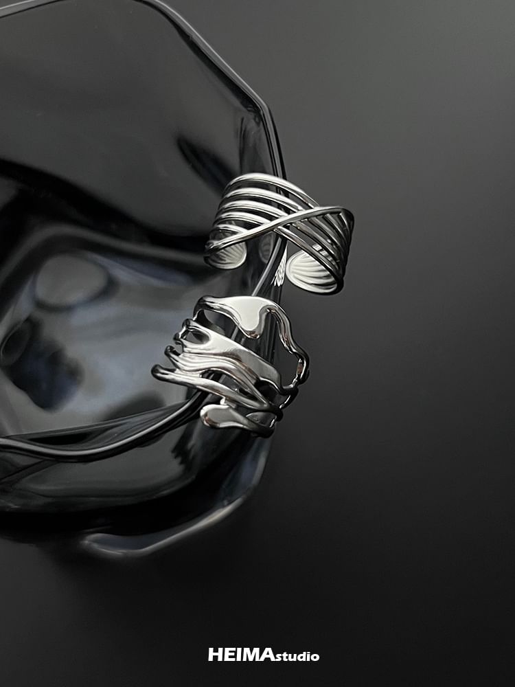 Layered Stainless Steel Open Ring (Various Designs) / Set