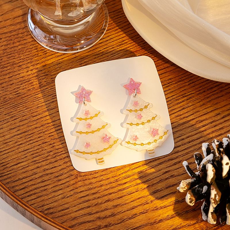 Christmas Tree Resin Drop Earring