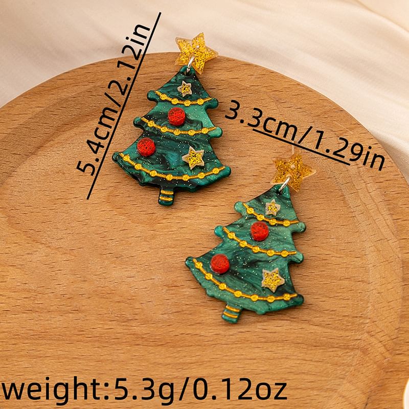 Christmas Tree Resin Drop Earring