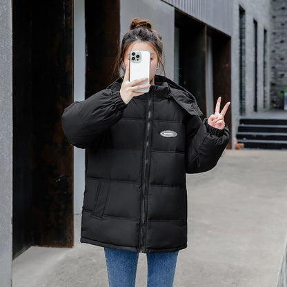 Hooded Lettering Puffer Jacket