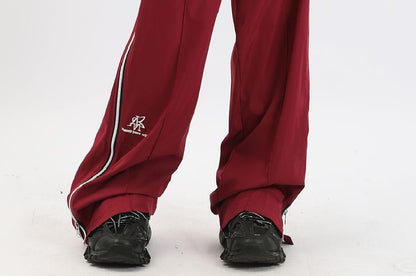 Low Waist Striped Zip-Up  Loose-Fit Wide-Leg Sweatpants