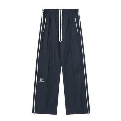 Low Waist Striped Zip-Up  Loose-Fit Wide-Leg Sweatpants