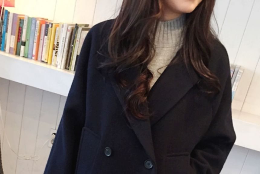 Long-Sleeve Double Breasted Woolen Trench Coat