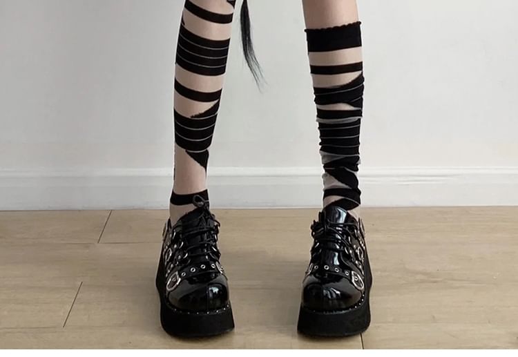 Mesh Panel Over-the-Knee Socks / Set