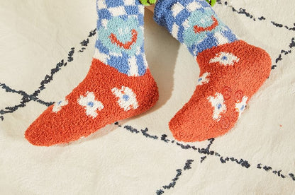 Set of 2 Pairs: Cartoon Print Fluffy Socks