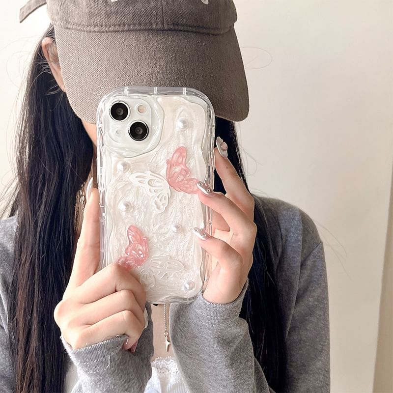 Pearl Case Faux Butterfly Phone