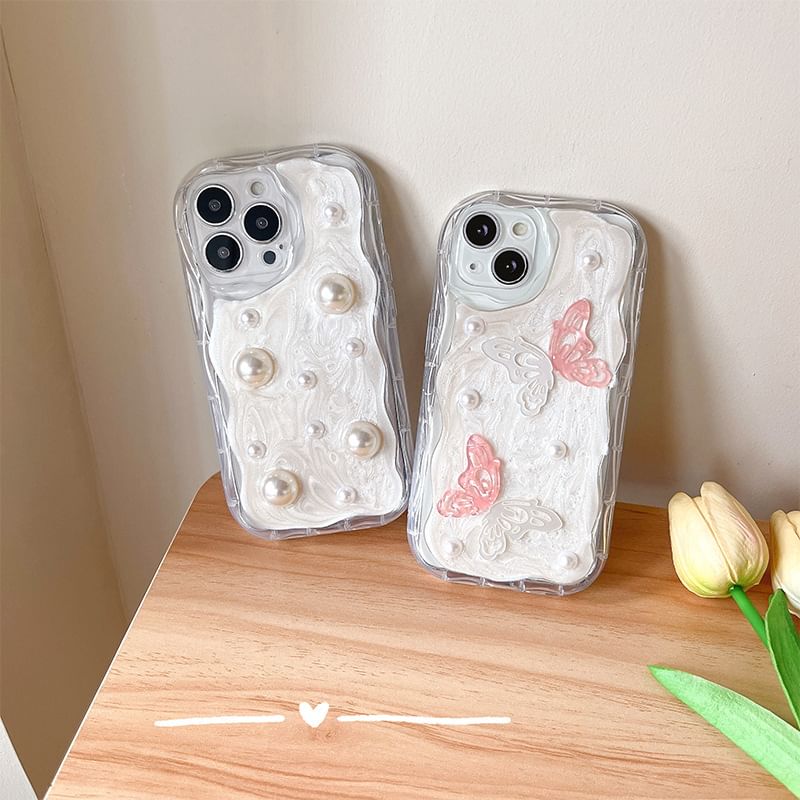 Pearl Case Faux Butterfly Phone